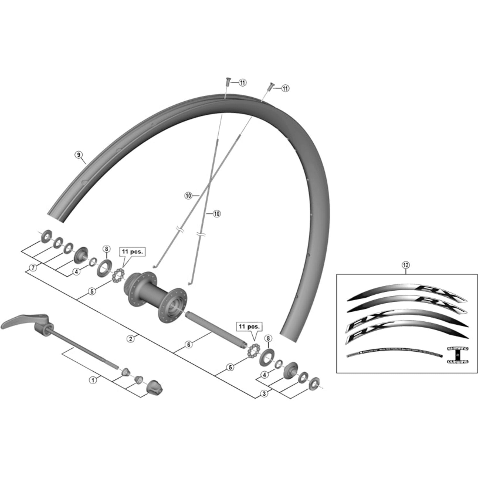 SPRE WHRX010-F Comp Hub Axle 108mm Black 108 mm