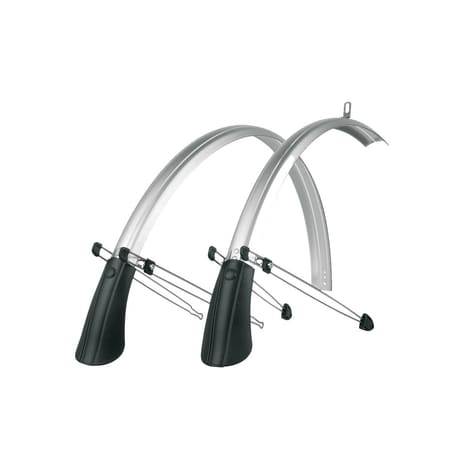 SKS Commuter Mudguard Set With Spoiler: SILVER 28 45mm