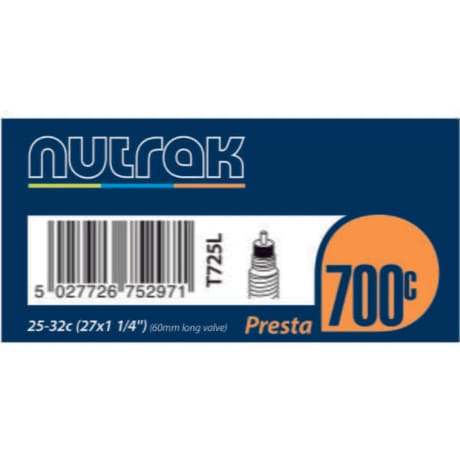 TUBE Nutrak 700x25-32 LV Prst Black 700 x 25-32c presta 60mm